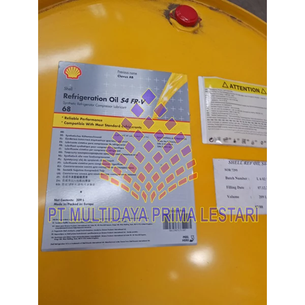 Shell Refrigeration S4 FR-V 68 ( Oli Kompresor Pendingin )